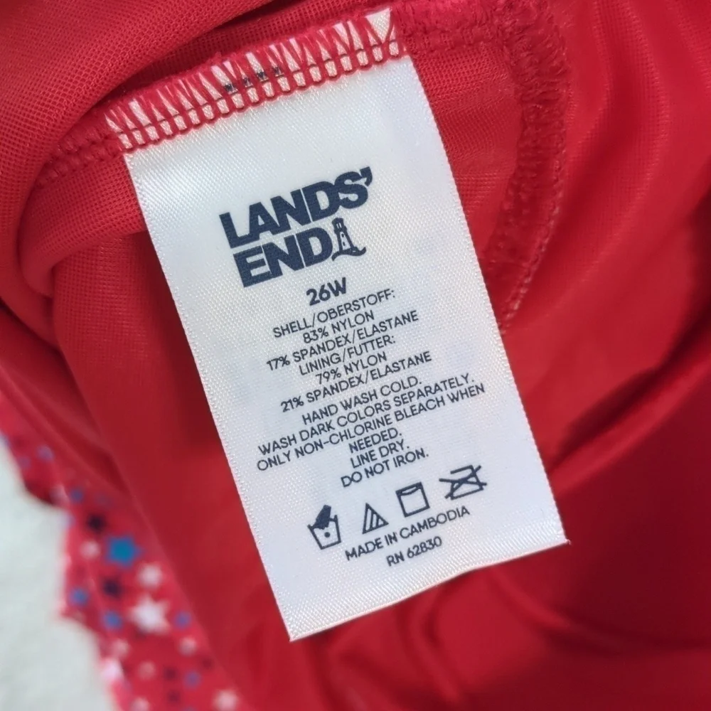 Land's End Patriotic print chlorine resistant surplice swimwear dress 26W